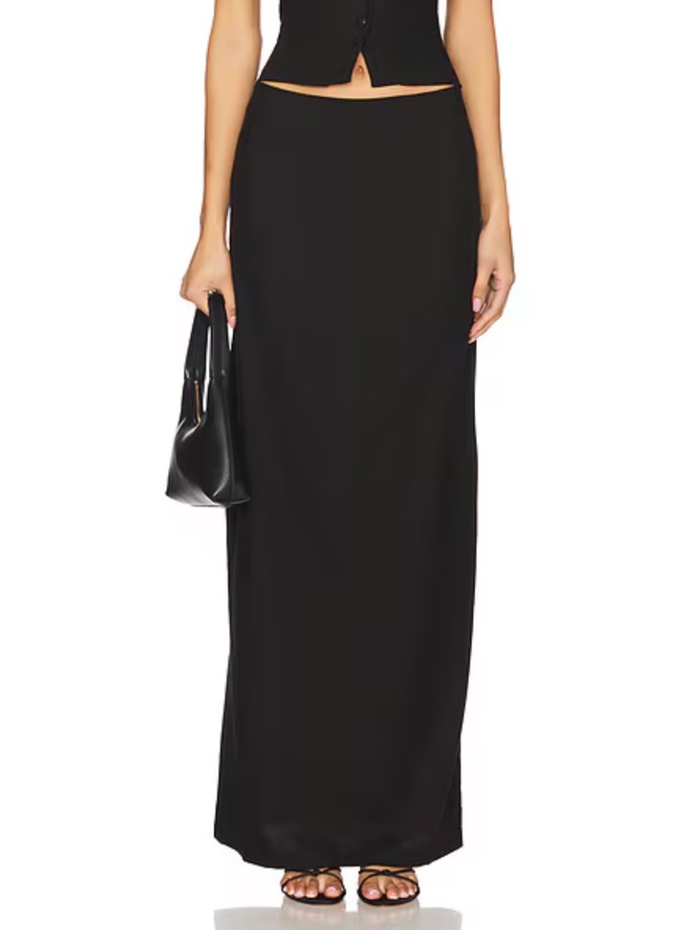All The Ways Revolve Zephyra Solid Black Linen Long Maxi Skirt Size XXS NWT